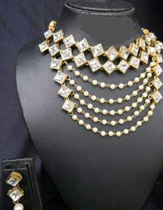 Elegant Multi-Layer Pearl & Diamond Necklace Set