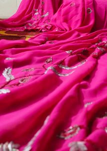 Vibrant Pink Embroidered Saree