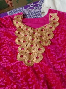A Line Velvet Kurti With Less Work