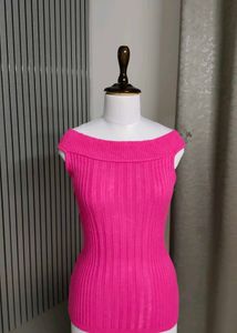 Off Shoulder Hot Pink Ribbed Top