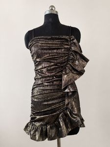 ZARA Metallic Ruched Mini Dress