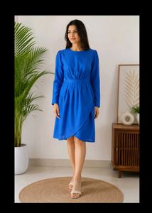 Elegant Blue Long Sleeve Dress