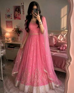 Stunning Pink Embroidered Heavy Gown