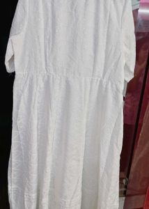 Elegant White Chikankari Kurta cum gown