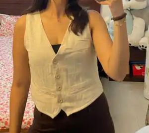 Linen Cropped Waistcoat