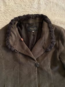 Milan Brown Faux Fur Collar coat