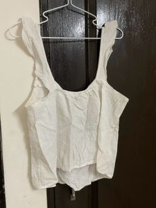 White Ruffle Sleeve Tank Top