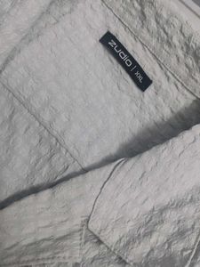 Zudio Men MAIRYCHECK Silver GREY Shirt
