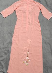 Peach Kurta Flower Embroidery 😊