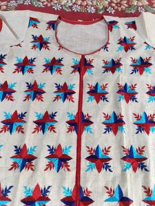 Embroidered Katha Stich Pure cotton Kurta❤️💙