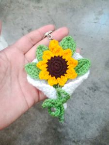 Crochet Sunflower Keychain