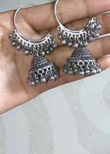 Oxidised Jhumka Earrings