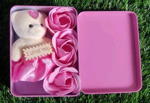 Pink Teddy with 3 Rose Box(New)
