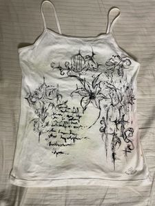 Y2K White Graphic Print tank