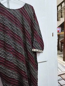Embroidered Striped Kurta