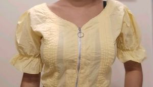 Yellow Ethnic Blouse with Zipper