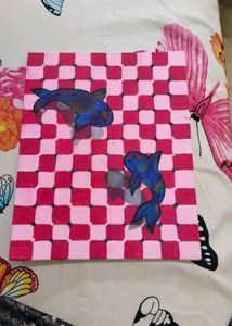 Handmade Koi Fish Canvas Art