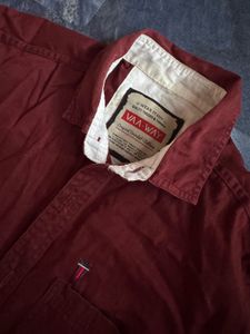 Men's Solid Burgundy Casual Shirt