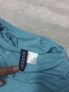 H&amp;M Teal Ruched Midi Dress