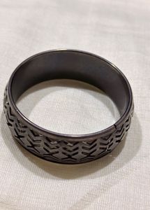 Antique Oxidised Silver Broad Kada