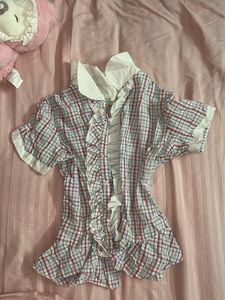 Chic Plaid Ruffled Top /y2k to