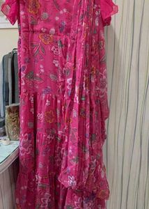W's Elegant Pink floral ready to wear saree