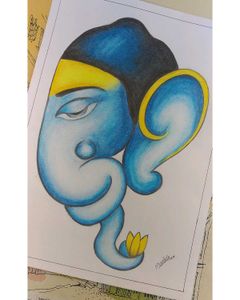 Abstract Ganesha Watercolor Painting