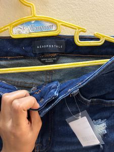 Navy Blue Distressed Skinny Jeans