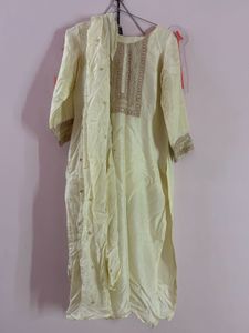 Elegant Cream Kurta Set with Dupatta
