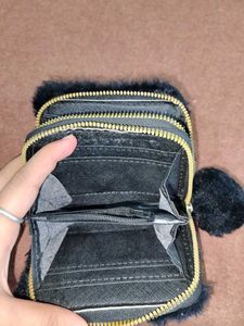 Fuzzy "PINK" Pouch with Pom