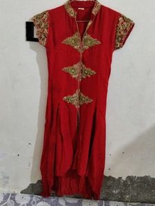 Red Embroidered Kurta