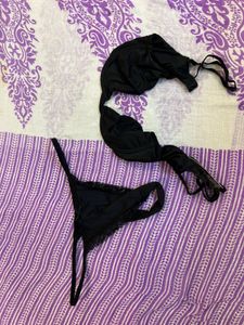 Black Bra and Thong Set