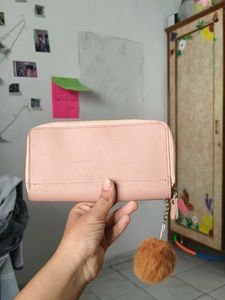Cute Pink Butterfly Wallet with Pom Po