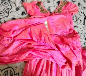 Pink Ethnic Gown  Material