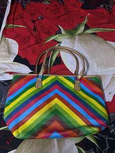 Vibrant Rainbow Chevron Tote Bag