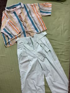 Striped Crop Top & Palazzo Pants Set