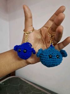 Handmade Blue Crochet Keychain