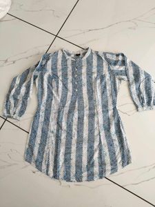 Blue Striped Cotton Kurta