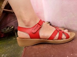 Red Comfort Strap Sandals