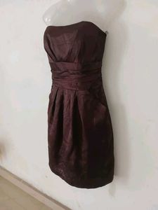 Elegant Strapless Brown Dress
