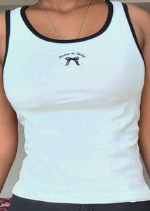 Casual White Tank Top with Bow Detail