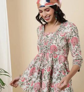 Floral Print Cotton Kurta