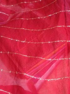 Elegant Red Dupatta with pipe handwork