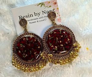 Boho Resin Floral Dangle Earrings &amp; Bracelet Set