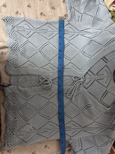 Light Blue Cropped Knit Cardigan