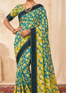 Beautiful Yellow Floral Saree