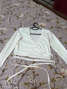 White Wrap Crop Top