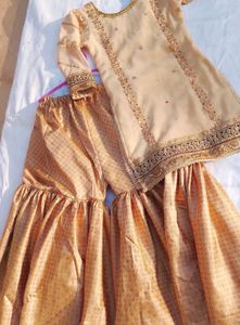 Peach Kurta Set with Sharara