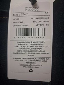 Shein Brand New Classic Dark Wash Denim Jeans