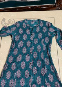 Teal blue Paisley Print Kurta